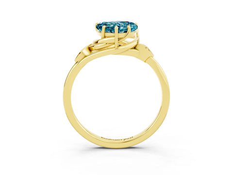 Yellow gold Heart Cut Blue Topaz Solitaire Ring with Twist Band and Four-Prong Setting_27