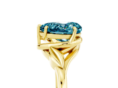 Yellow gold Heart Cut Blue Topaz Solitaire Ring with Twist Band and Four-Prong Setting_29