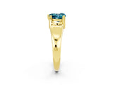 Yellow gold Heart Cut Blue Topaz Solitaire Ring with Wide Band and Prong Setting_2