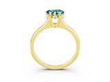 Yellow gold Heart Cut Blue Topaz Solitaire Ring with Wide Band and Prong Setting_3