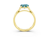 Yellow gold Heart Cut Blue Topaz Solitaire Twist Band Prong Setting Ring_63