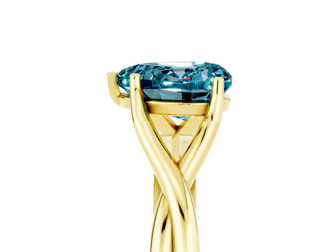 Yellow gold Heart Cut Blue Topaz Solitaire Twist Band Prong Setting Ring_65