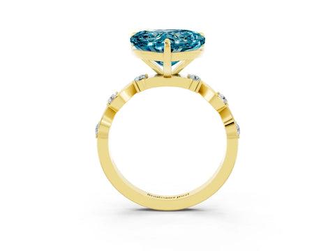 Yellow gold Heart Cut Blue Topaz Solitaire Twisted Band with Round  Accents and Prong Setting_15