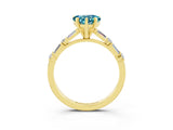 Yellow gold Heart Cut Blue Topaz Solitaire with Side Baguettes and Channel Set Band_3