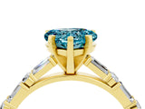 Yellow gold Heart Cut Blue Topaz Solitaire with Side Baguettes and Channel Set Band_4