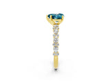 Yellow gold Heart Cut Blue Topaz Solitaire with Side Stones, Pave Band, Four-Prong Setting_38