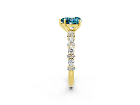 Yellow gold Heart Cut Blue Topaz Solitaire with Side Stones, Pave Band, Four-Prong Setting_38