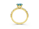 Yellow gold Heart Cut Blue Topaz Solitaire with Side Stones, Pave Band, Four-Prong Setting_39