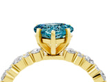 Yellow gold Heart Cut Blue Topaz Solitaire with Side Stones, Pave Band, Four-Prong Setting_40