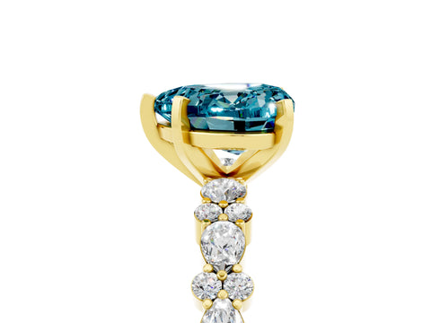 Yellow gold Heart Cut Blue Topaz Solitaire with Side Stones, Pave Band, Four-Prong Setting_41