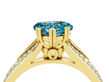 Yellow gold Heart Cut Blue Topaz Split Shank Engagement Ring with Pavé Band_4