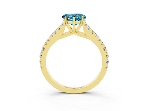 Yellow gold Heart Cut Blue Topaz Split Shank Pavé Engagement Ring with Four-Prong Setting_15