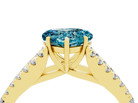 Yellow gold Heart Cut Blue Topaz Split Shank Pavé Engagement Ring with Four-Prong Setting_16