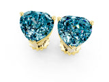 Yellow gold Heart Cut Blue Topaz Stud Earrings_31