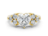 Yellow gold Heart Cut Brilliant Diamond Cluster Accent Solitaire Ring with Prong Setting_15