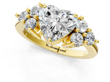 Yellow gold Heart Cut Brilliant Diamond Cluster Accent Solitaire Ring with Prong Setting_4