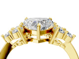 Yellow gold Heart Cut Brilliant Diamond Cluster Accent Solitaire Ring with Prong Setting_7
