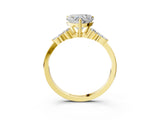 Yellow gold Heart Cut Brilliant Diamond Solitaire Ring with Pear Side Stones and Four-Prong Setting_6