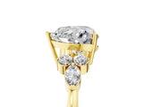 Yellow gold Heart Cut Brilliant Diamond Solitaire Ring with Pear Side Stones and Four-Prong Setting_8
