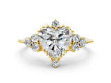 Yellow gold Heart Cut Brilliant Diamond with Cluster Setting on a Beaded Band and Four-Prong Setting_15