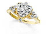 Yellow gold Heart Cut Brilliant Diamond with Cluster Setting on a Beaded Band and Four-Prong Setting_16