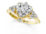Yellow gold Heart Cut Brilliant Diamond with Cluster Setting on a Beaded Band and Four-Prong Setting_4
