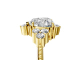 Yellow gold Heart Cut Brilliant Diamond with Cluster Setting on a Beaded Band and Four-Prong Setting_8