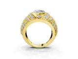 Yellow gold Heart Cut Brilliant Halo Pave Diamond Milgrain Ring_16