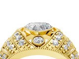 Yellow gold Heart Cut Brilliant Halo Pave Diamond Milgrain Ring_17