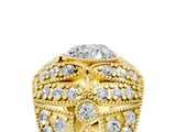 Yellow gold Heart Cut Brilliant Halo Pave Diamond Milgrain Ring_18