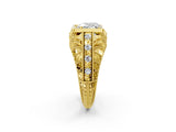 Yellow gold Heart Cut Brilliant Milgrain Filigree Diamond Ring with Square Prong Setting_17