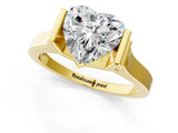 Yellow gold Heart Cut Brilliant Solitaire Diamond Ring with Channel Set Band and Bar Prong Setting_13
