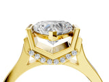 Yellow gold Heart Cut Brilliant Solitaire Diamond Ring with Channel Set Band and Bar Prong Setting_16