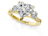 Yellow gold Heart Cut Brilliant Three-Stone Diamond Ring with Pavé Band and Four-Prong Setting_4