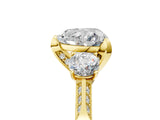 Yellow gold Heart Cut Brilliant Three-Stone Diamond Ring with Pavé Band and Four-Prong Setting_8
