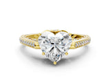 Yellow gold Heart Cut Cathedral Pave Diamond Engagement Ring with Six-Prong Setting_32