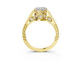 Yellow gold Heart Cut Cathedral Pave Diamond Engagement Ring with Six-Prong Setting_35