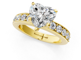 Yellow gold Heart Cut Channel Set Diamond Engagement Ring with Four-Prong Setting_201