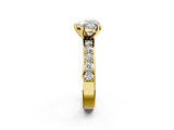 Yellow gold Heart Cut Channel Set Diamond Engagement Ring with Four-Prong Setting_202