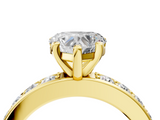 Yellow gold Heart Cut Channel Set Diamond Engagement Ring with Four-Prong Setting_204
