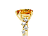 Yellow gold Heart Cut Citrine Cluster Side Stone Solitaire Ring with Prong Setting_29