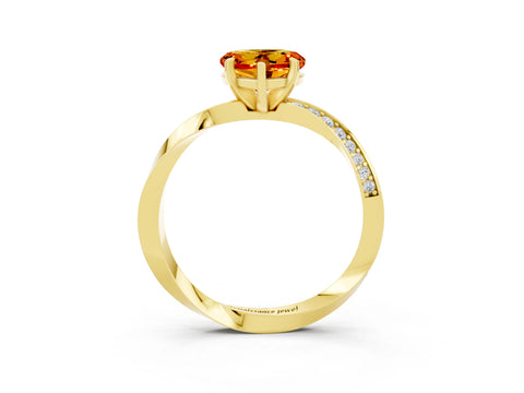Yellow gold Heart Cut Citrine Engagement Ring with Side Stone Accents and Four-Prong Setting_27