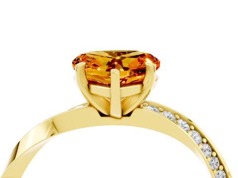 Yellow gold Heart Cut Citrine Engagement Ring with Side Stone Accents and Four-Prong Setting_28