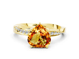 Yellow gold Heart Cut Citrine Engagement Ring with Side Stone Accents and Four-Prong Setting_60