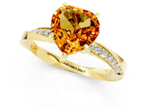 Yellow gold Heart Cut Citrine Engagement Ring with Side Stone Accents and Four-Prong Setting_61