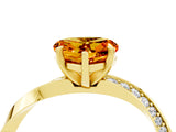 Yellow gold Heart Cut Citrine Engagement Ring with Side Stone Accents and Four-Prong Setting_64
