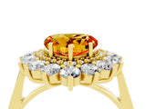 Yellow gold Heart Cut Citrine Floral Double Halo Engagement Ring with Prong Setting_88