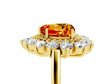 Yellow gold Heart Cut Citrine Floral Double Halo Engagement Ring with Prong Setting_89