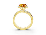 Yellow gold Heart Cut Citrine Halo Ring with Round Split Shank and Prong Setting_51