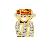 Yellow gold Heart Cut Citrine Halo Ring with Round Split Shank and Prong Setting_53